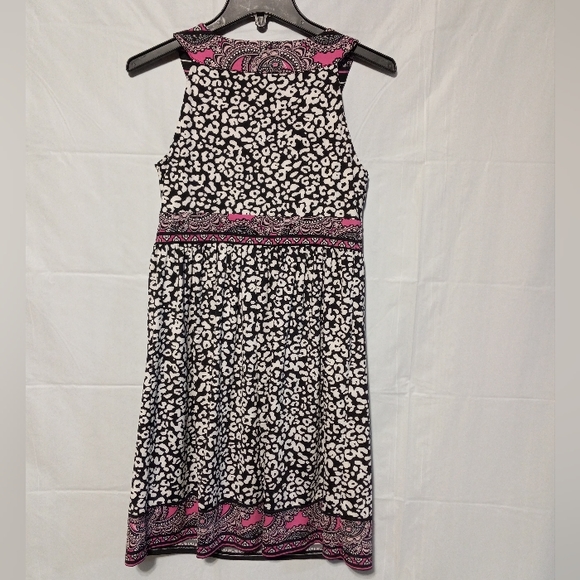 INC EUC Halter Dress Sz S, Black & White Animal Print w/ Pink Accents - Picture 7 of 7
